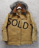 【ビンテージ】【カーハート】【carhartt】ブラウン【ダック地】フード付き【トラディショナルコート】レディース古着【フルジップパーカー】 