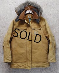 【ビンテージ】【カーハート】【carhartt】ブラウン【ダック地】フード付き【トラディショナルコート】レディース古着【フルジップパーカー】 