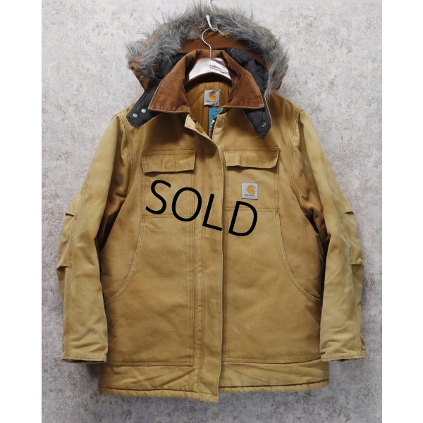 画像1: 【ビンテージ】【カーハート】【carhartt】ブラウン【ダック地】フード付き【トラディショナルコート】レディース古着【フルジップパーカー】 