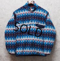 【パタゴニア】patagonia【青×紺×白×赤】【ノルディック風】シンチラフリース【柄スナップＴ】【サイズＳ】 