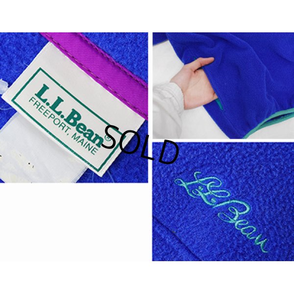 画像2:  90's~ 【ビンテージ】【ＬＬビーン】【L.L.bean】【青ｘエメラルド】【プルオーバーフリース】【スナップＴ】サイズＬ程度 