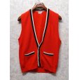 画像1: 60's ビンテージ【Babble Sports wear】【赤×黒×白】【アクリルカーディガンベスト】金ボタン【サイズM】<br> (1)