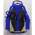 【ビンテージ】【アディダス】adidas【青×黒ｘベージュ】フルジップアップパーカー【サイズＬ】 