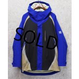 【ビンテージ】【アディダス】adidas【青×黒ｘベージュ】フルジップアップパーカー【サイズＬ】 