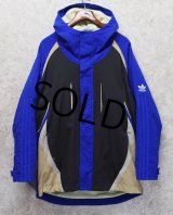 【ビンテージ】【アディダス】adidas【青×黒ｘベージュ】フルジップアップパーカー【サイズＬ】 
