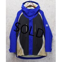 【ビンテージ】【アディダス】adidas【青×黒ｘベージュ】フルジップアップパーカー【サイズＬ】 
