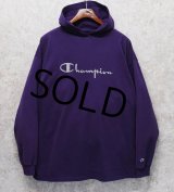 90's USA製【チャンピオン】【Champion】胸刺繍ロゴ【紫】パープル【パーカー】【サイズXL】 