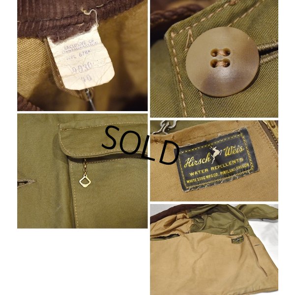 画像2: 50's【ビンテージ】【HIRSCHWEIS】ハーシュワイス ホワイトスタッグ 襟コーデュロイ【ブラウン】【ハンティングジャケット】【サイズUS40】