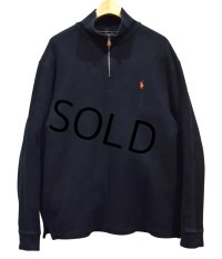 【ラルフローレン】POLO RALPH LAUREN【黒】【無地】【ハーフジップ】【コットンセーター】【サイズXL】  