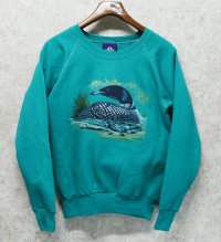 程度良好　90's~ ビンテージ　【USA製】【JE MORGAN】ジェーイーモーガン　鴨　カモ【エメラルドグリーン】【スウェット】【サイズM】 