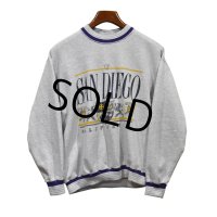 90's【USA製】【ビンテージ】【JEMORGAN】【SUNDIEGO】 グレー×紫ライン【スウェット】【サイズL】 