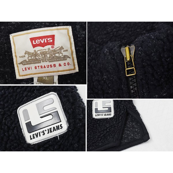 画像2: 【ビンテージ】【Levi's】リーバイス【黒】ジップアップボアフリース【フリース】【サイズＸＬ】 