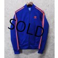 【ビンテージ】【アディダス】adidas【青×オレンジライン】ジャージ【トラックジャージ】【サイズS】 