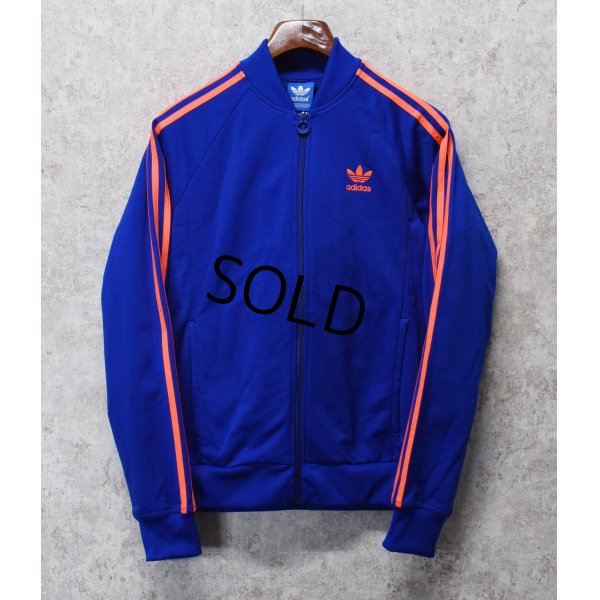 画像1: 【ビンテージ】【アディダス】adidas【青×オレンジライン】ジャージ【トラックジャージ】【サイズS】 