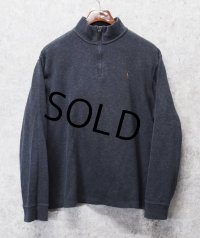 【ラルフローレン】POLO RALPH LAUREN【ESTATE RIB】【チャコール】【無地】【ハーフジップ】【コットンセーター】【サイズL】 