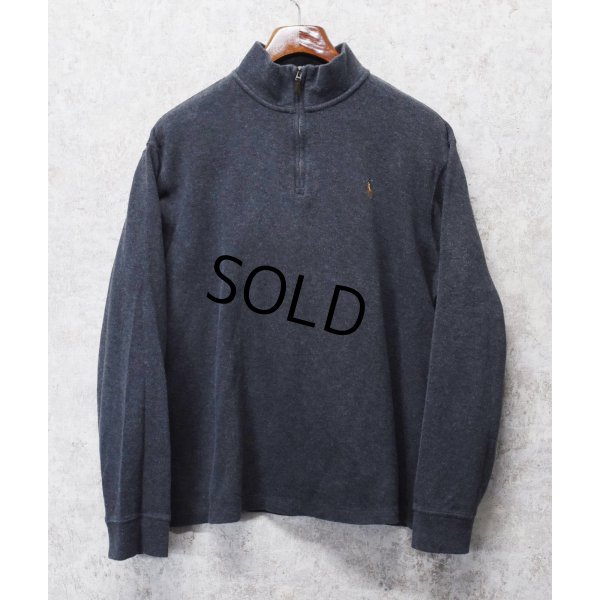 画像1: 【ラルフローレン】POLO RALPH LAUREN【ESTATE RIB】【チャコール】【無地】【ハーフジップ】【コットンセーター】【サイズL】