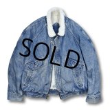 90's【USA製】【ビンテージ】【リーバイス】【LEVI'S】シルバーメダル【75409】ケミカルウォッシュ ボアデニムジャケット【サイズL】 