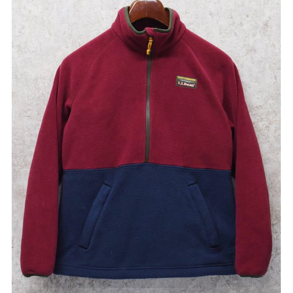 画像1: 【ビンテージ】L.L.Bean【ＬＬビーン】【エンジｘ紺】【ハーフジップ】【フリース】プルオーバーフリース レディース古着【サイズW-S】 