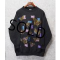 【USA製】デッドストック【黒×蝶々プリント】【スウェット】【レディース古着】 