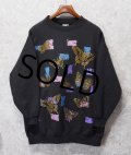 【USA製】デッドストック【黒×蝶々プリント】【スウェット】【レディース古着】 