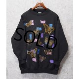 【USA製】デッドストック【黒×蝶々プリント】【スウェット】【レディース古着】 
