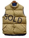 【ビンテージ】【L.L.bean】刻印ボタン【L.L.ビーン】ベージュ×青【ダウンベスト】【サイズＭ】 