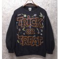 90’ｓ~【USA製】【ビンテージ】【FUN ART】【ハロウィン】【黒】【TRICK OR TREAT】【スウェット】レディース古着【Ｌ程度】 
