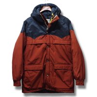 70's【ビンテージ】【ＬＬビーン】筆記体タグ【L.L.bean】【エンジ×紺】【中綿入りマウンテンパーカー】【中綿入りジャケット】【サイズM】 