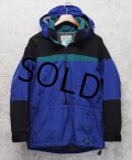 80's~【ビンテージ】【ＬＬビーン】【L.L.bean】【緑ｘ青ｘエメラルドグリーン】ナイロン【アノラックパーカー】【サイズM】 