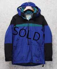 80's~【ビンテージ】【ＬＬビーン】【L.L.bean】【緑ｘ青ｘエメラルドグリーン】ナイロン【アノラックパーカー】【サイズM】 