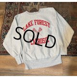 90’s USA製【ビンテージ】【Champion】【チャンピオン】染み込みプリント【リバースウィーブ】【LAKE FOREST LACROSSE】バックプリント【グレー】【スウェット】【サイズL】 