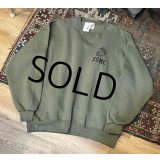 90's~【USA製】【ビンテージ】【U.S.ARMY】米軍【USMC】オリーブグリーン【前Vスウェット】【サイズＸＬ】 