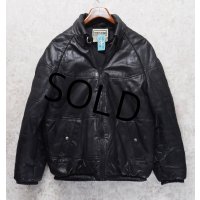 80's【ビンテージ】【CHESSKING】【チェスキング】【黒】中綿入り【レザージャケット】レザーダウンジャケット【サイズＭ】 