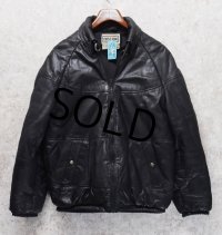 80's【ビンテージ】【CHESSKING】【チェスキング】【黒】中綿入り【レザージャケット】レザーダウンジャケット【サイズＭ】 