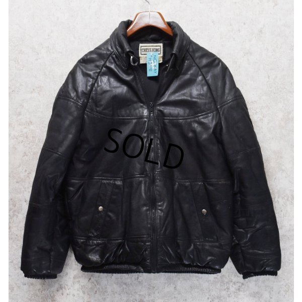画像1: 80's【ビンテージ】【CHESSKING】【チェスキング】【黒】中綿入り【レザージャケット】レザーダウンジャケット【サイズＭ】 