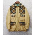 70's〜【ビンテージ】黒タグ【Eddie Bauer】【エディーバウアー】【チェックウールｘベージュ】【ジップアップ】【ダウンジャケット】 