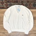 USA製【IZOD LACOSTE】アイゾッド ラコステ【白】Vネック【アクリルセーター】 