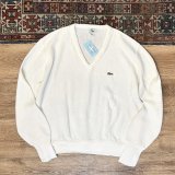 USA製【IZOD LACOSTE】アイゾッド ラコステ【白】Vネック【アクリルセーター】 