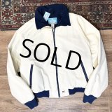 【80's】【USA製】【Woolrich】ウールリッチ【TETON】【生成り×紺】【ジップアップブルゾン】【裏フリースブルゾン】サイズＸＬ 