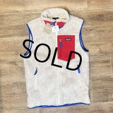 新品未使用‼【パタゴニア】【PATAGONIA】【クラシック レトロX】【レトロパイルベスト】【白×青×赤】【フリースベスト】【サイズＭ】 