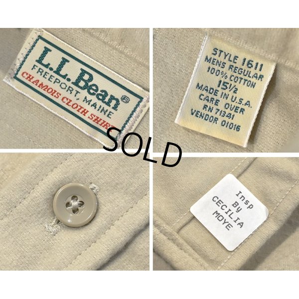 画像2: デッドストック USA製【ビンテージ】【L.L.Bean 】【ＬＬビーン】オフホワイト【シャモアクロスシャツ】【15 1/2】 