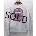 90’s USA製【ビンテージ】【Champion】【チャンピオン】染み込みプリント【リバースウィーブ】【SOUTHERN~】【グレー】【スウェット】【サイズL】 