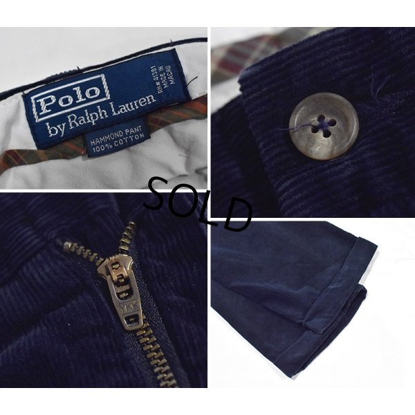 画像2: 【ラルフローレン】POLO RALPH LAUREN【紺】HAMOND PANTS【２タック】【コーデュロイパンツ】【34×30】 