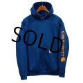 【ビンテージ】【カーハート】carhartt【青】ロゴ入り【パーカー】【サイズ Ｍ】 