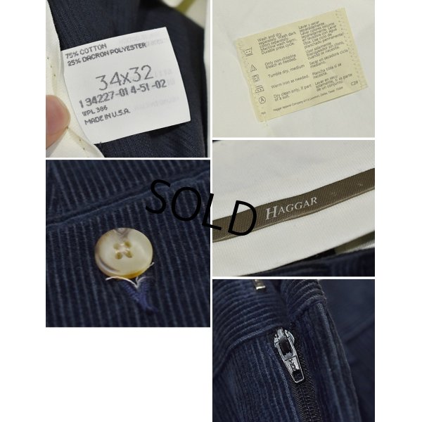 画像3: デッドストック【USA製】【HAGGAR】【ハガー】紺【コーデュロイパンツ】【コーデュロイスラックス】【34ｘ32】 