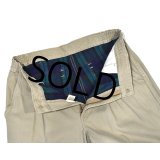90's【ビンテージ】【L.L.Bean】【エルエルビーン】【裏地ブラックウォッチ】【コットンパンツ】１タック【ベージュ】【33×30】 