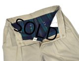 90's【ビンテージ】【L.L.Bean】【エルエルビーン】【裏地ブラックウォッチ】【コットンパンツ】１タック【ベージュ】【33×30】 