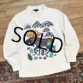 【90’s】USA製【Susan Costello Art of Life】ビンテージ【ALASKA】トナカイ【グレー】【コットンシャツ】【モックネックロンT】【サイズL】 