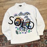 【90’s】USA製【Susan Costello Art of Life】ビンテージ【ALASKA】トナカイ【グレー】【コットンシャツ】【モックネックロンT】【サイズL】 