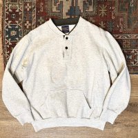 90's【USA製】【ビンテージ】【HILTON】【グレー×黒】【ヘンリーネックスウェット】Ｍ 